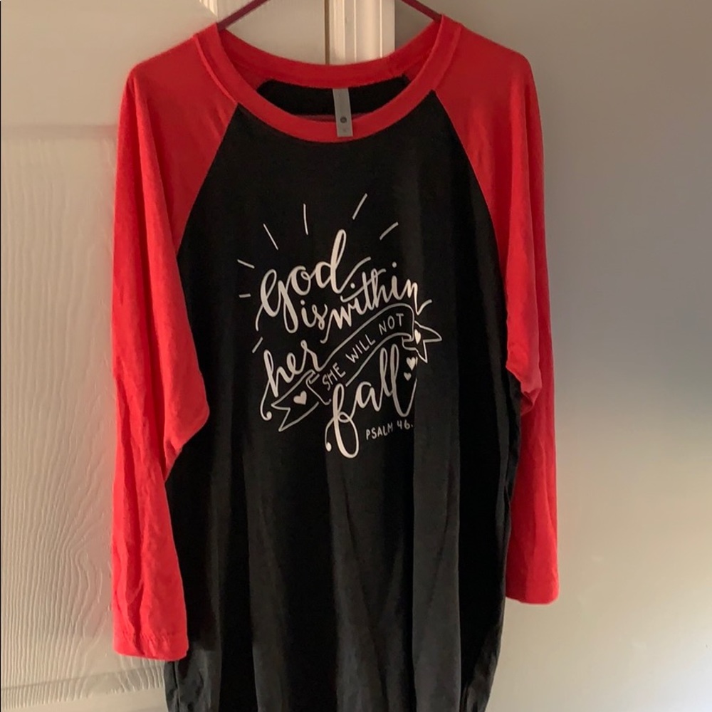 XL women’s 3/4 sleeve baseball tee, Psalm 46:5